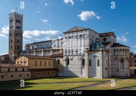 Lucca, Italy, June 8, 2019:Exterior view of the church of San Michele in Foro, a Roman Catholic basilica church in Lucca, Tuscany, central Italy Stock Photo