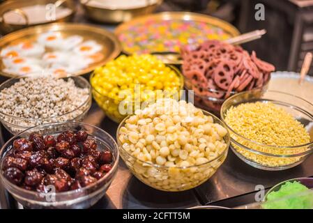 Buffet Table Served by Different Canape Ready for Eating in Restaurant Stock Photo