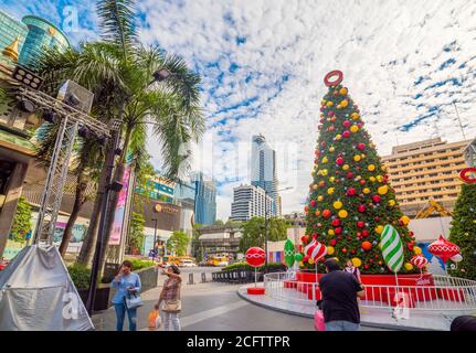 BANGKOK, THAILAND - DECEMBER 16, 2018 - Christmas Decoration in the Streets on December 16, 2018 in Bangkok, Thailand Stock Photo