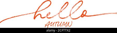 Hello autumn ink brush pen vector lettering.  Stock Vector