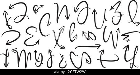 Sets of black drawing arrows and icons. Vector background. Graphic for website. Stock Vector