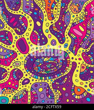 Colorful ornamental psychedelic pattern. Funky texture with colorful ...