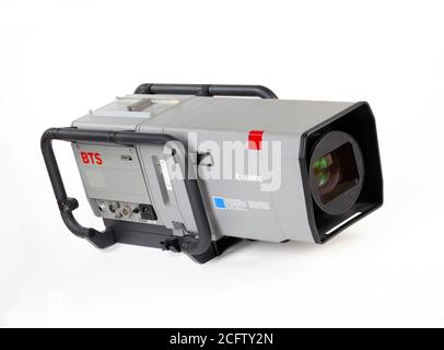Television broadcast camera, lens by Canon, camera by BTS Stock Photo