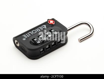 combination padlock, TSA approved Stock Photo