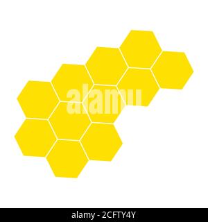 Yellow honeycomb illustration in flat style isolated Stock Vector