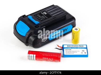 various lithium ion batteries Stock Photo