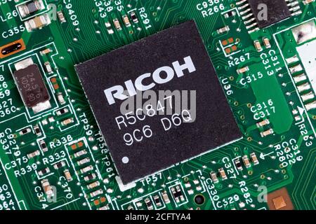 Ricoh integrated circuit on board Stock Photo
