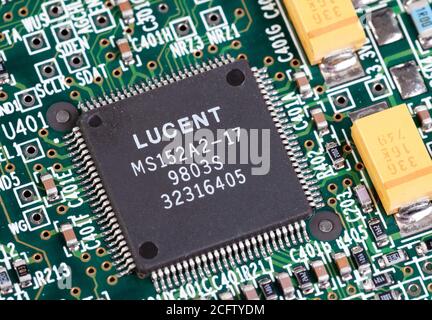 Lucent integrated circuit on board Stock Photo
