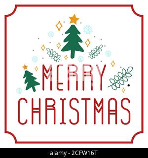 Christmas Greeting Card. Merry Christmas lettering, vector illustration Stock Vector