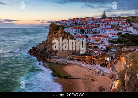 Landscape of Azenhas do Mar. Azenhas do Mar is a seaside town (residential neighborhood) in the municipality of Sintra, Portugal. Close to Lisboa, Por Stock Photo