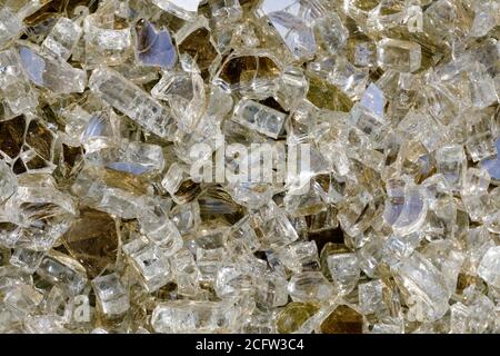 Reflective Broken Fire Glass for indoors and outdoors fireplace and fire pit Stock Photo
