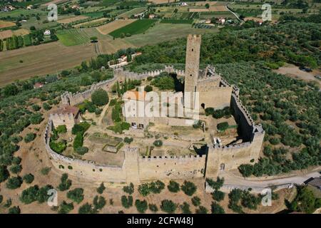 aerial view of the Castle of Montecchio Vesponidefault Stock Photo