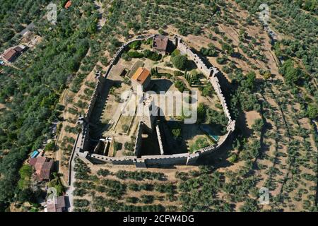 aerial view of the Castle of Montecchio Vesponidefault Stock Photo