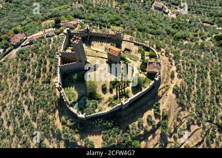 aerial view of the Castle of Montecchio Vesponidefault Stock Photo