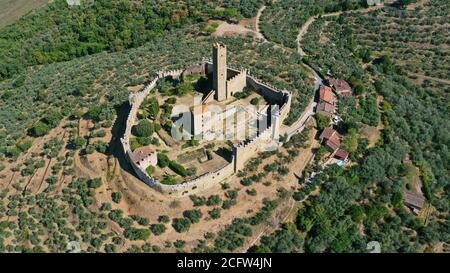 aerial view of the Castle of Montecchio Vesponidefault Stock Photo