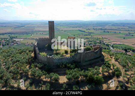 aerial view of the Castle of Montecchio Vesponidefault Stock Photo