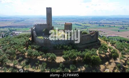 aerial view of the Castle of Montecchio Vesponidefault Stock Photo