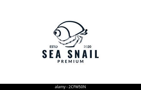 Hermit crab silhouette modern line logo design Stock Vector