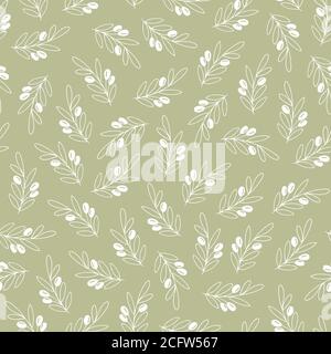Vector seamless pattern with olive branches. Decorative background for wrapping paper, wallpaper design, covers Stock Vector