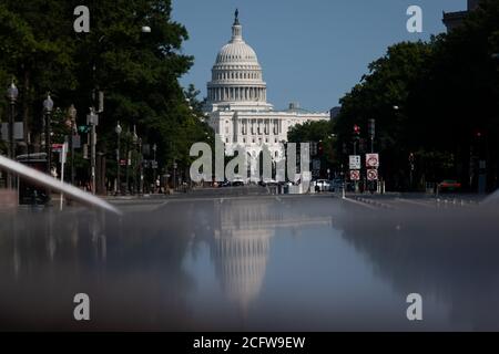 Washington, USA. 07th Sep, 2020. A general view of the U.S. Capitol Building in Washington, DC, on September 7, 2020 amid the coronavirus pandemic. On the Labor Day weekend and with more than 27 million confirmed COVID-19 cases globally, and nearly 900 thousand confirmed deaths, racial justice protests continued for their 14th week after the police killing of George Floyd in Minnesota. (Graeme Sloan/Sipa USA) Credit: Sipa USA/Alamy Live News Stock Photo