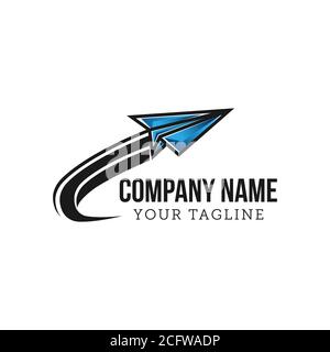 Airplane wing logo template. Vector abstract material design Stock Vector