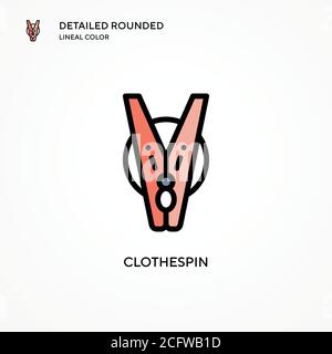 Clothespin vector icon. Modern vector illustration concepts. Easy to edit and customize. Stock Vector