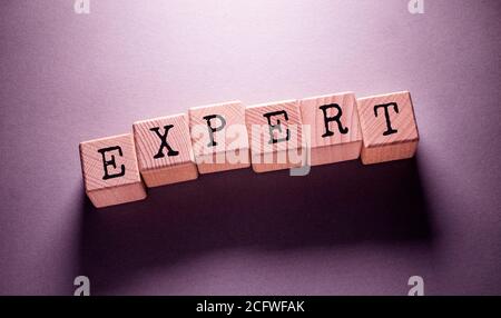 Expert Word Written on Wooden Cubes Stock Photo