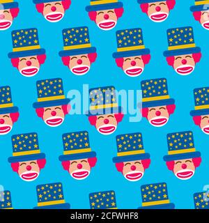cute head of a clown seamless pattern vector illustration background Stock Vector