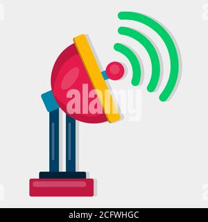 satellite dish isolated vector illustration in flat style Stock Vector