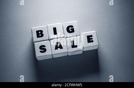 Big Sale Word Written on Wooden Cubes Stock Photo