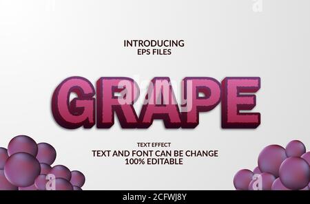purple grape fruit juice text effect style. editable font. natural tropical Stock Vector