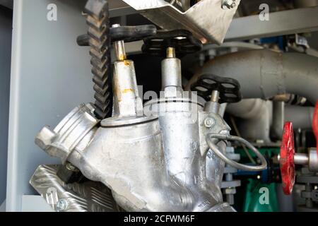 three-way fire springs are mounted on mounts in the fire truck compartment Stock Photo