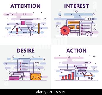 Vector modern thin line flat design sales concept banners Stock Vector