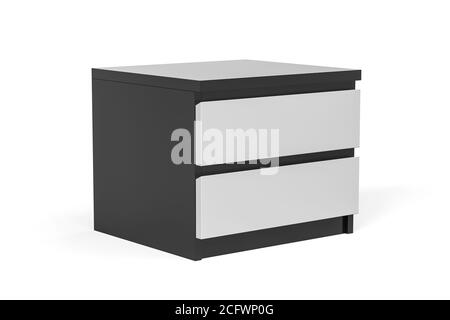 Gray bedside table with two white drawers isolated on white background - 3d render Stock Photo