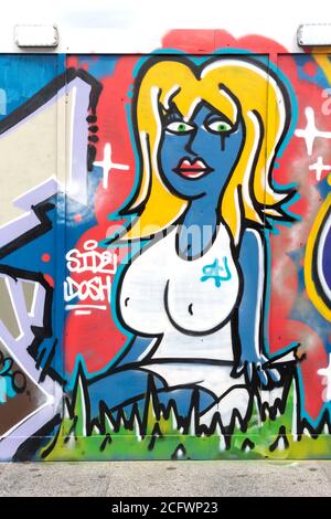 London, UK. 07th Sep, 2020. A mural of a woman on a Balfour Beatty hoarding in Lewisham, London. Credit: SOPA Images Limited/Alamy Live News Stock Photo