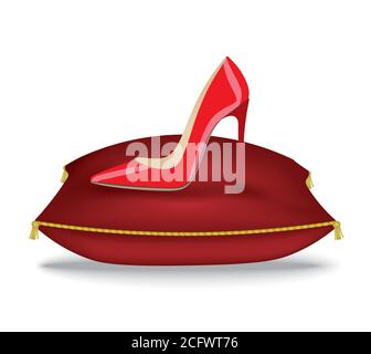 Red shoe on pillow. vector Stock Vector