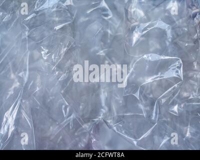 big plastic sheet wrap for packing and safety bunched up and wrinkled Stock Photo