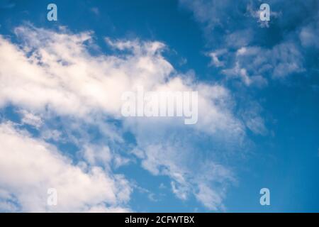 white clouds on deep day blue sky Stock Photo