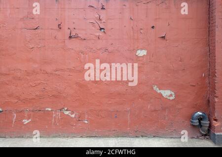 wide image of crackle texture and pealed rustic red painted texture wall Stock Photo