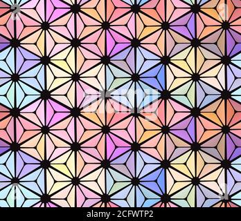 Seamless abstract stained-glass window with multicolored glasses. Vector texture for your creativity Stock Vector