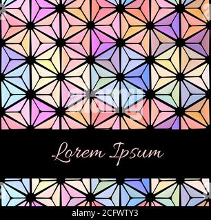 Cover template with abstract stained-glass window with multicolored glasses and place for text. Vector element for your creativity Stock Vector