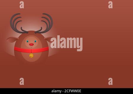 Horizontal postcard with a Christmas deer and place for text. Banner. Vector element for your design Stock Vector