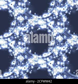 Seamless festive texture with snowflakes, sparks and twists. Vector pattern for your creativity Stock Vector