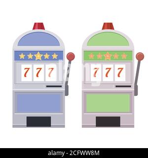 Set of flat illustrations of Slot machines. Vector element for your creativity Stock Vector