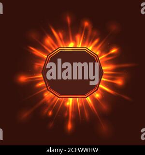 Card with rays of light with a place under the text. Light explosion. Frame with sun rays. Vector element for your design Stock Vector