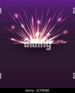 Abstract rays of light from point with place for  text. Light explosion. Sun rays. Vector element for your design Stock Vector