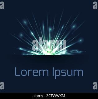 Abstract rays of light from point with place for  text. Light explosion. Sun rays. Vector element for your design Stock Vector