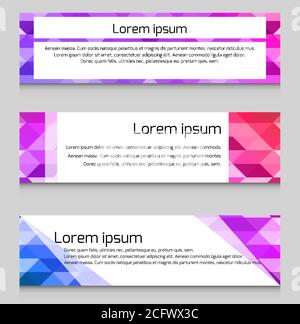 Set of horizontal banners with abstract polygonal triangles and space for text. Element for brochures, banners, leaflets and your design Stock Vector