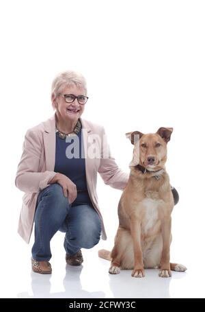 portrait of a senior woman with her favorite pet Stock Photo