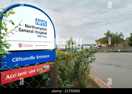 The Cliftonville entrance to the NHS general hospital in Northampton, England. Stock Photo